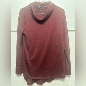 Ann Taylor LOFT Maroon Long Sleeve Cowl Neck Stretch Womens Size Large P